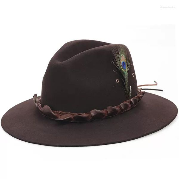 Bérets Crocodile Peau Ceinture Feutre Chapeau Pour Hommes Femmes Rétro Laine Fedora Avec Gris Marron Couleur S-XL Taille