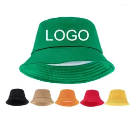 Berets chapéu de balde personalizado mulheres ao ar livre verão panamá protetor solar pesca caça boné homens chapéus de sol diy bordado impressão logotipo presente