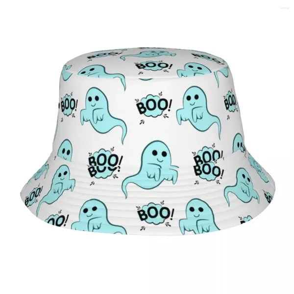 Boinas personalizadas Halloween Horror Boo fantasma patrón de dibujos animados sombrero de cubo mujeres hombres moda verano al aire libre sol pescador gorra