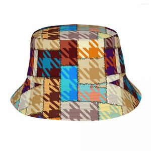 Baretten Custom Houndstooth Plaid Patchwork Patroon Emmer Hoed Mannen Vrouwen Mode Zomer Outdoor Zon Dogtooth Visser Cap