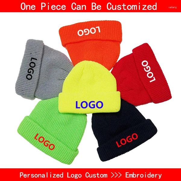 Boinas Logotipo personalizado Gorro DIY Diseño bordado personalizado Otoño Invierno Cálido Sombreros de punto para hombres Mujeres Equipo Marca Personalizar Cráneo