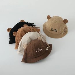 Berets Nom personnalisé Baby Hat Child's Sun pour garçons personnalisés filles mignons Bucket Day Birthday Gift Bear With