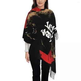 Baretten Custom Print Angry Bear Japanse Kanji Sjaal Mannen Vrouwen Winter Herfst Warme Sjaals Avontuurlijke Sjaals Wraps