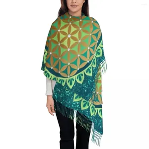 Bérets Impression personnalisée Fleur de vie Mandala Écharpe Femmes Hommes Hiver Chaud Foulards Géométrie Sacrée Châle Wrap