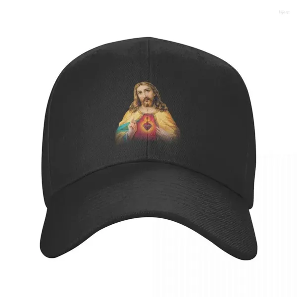 Bérets Personnalisé Sacré-Cœur De Jésus Casquette De Baseball Pour Hommes Femmes Respirant Chrétien Catholique Dieu Papa Chapeau Streetwear