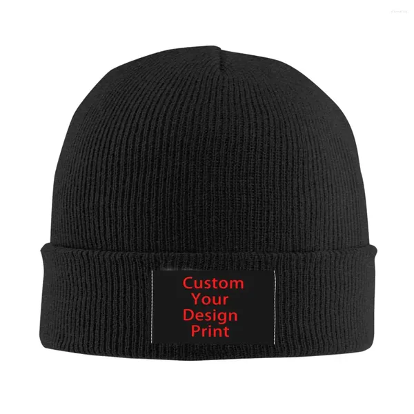 Bérets Custom Your Design Skullies Bons de bonnet Unisexe Street Hiver Chapeau de tricot chaud Adult Adult Customalized Logo imprimé Bonnet