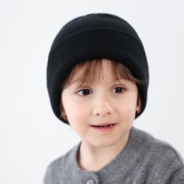 Bérets mignon bébé Crochet tricot bonnet 2023 automne solide chaud Skullies bonnets casquettes tricoté chapeau enfants filles hiver bambin chapeaux