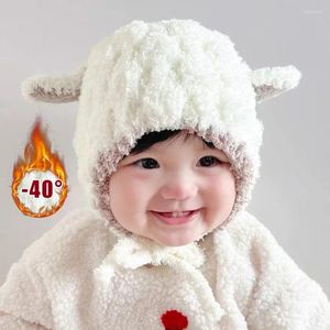 Bérets mignon bébé chapeau en peluche automne hiver oreilles d'agneau bonnet dessin animé enfant garçon fille cache-oreilles chaud