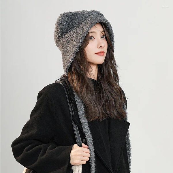 Bérets mignons ours torets femmes femmes hivernales molles moréens fashion coréen shopping beanie femelle streetwear chauffeur de couleur de couleur solide