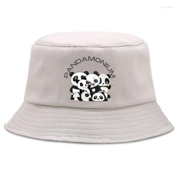 Bérets mignon dessin animé Panda hommes pêche chapeau coton Harajuku drôle Panama 2023 femmes décontracté plage soleil été seau Bob casquettes unisexe chapeauxbérets