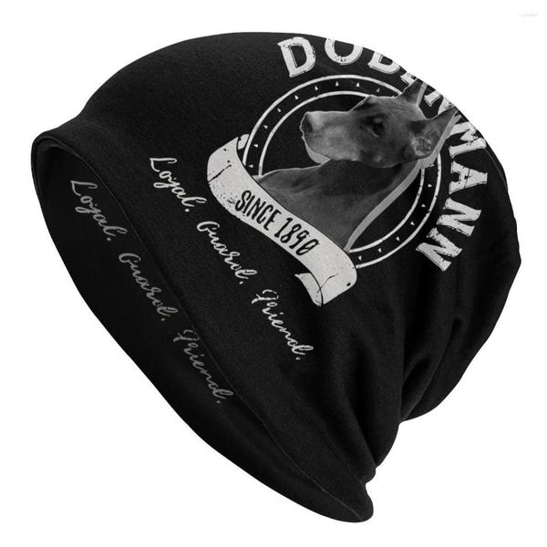 Boinas lindo Dobermann Bonnet sombrero fresco al aire libre Skullies gorros etiqueta para hombres mujeres punto primavera cálido cabeza envoltura gorra Unisex