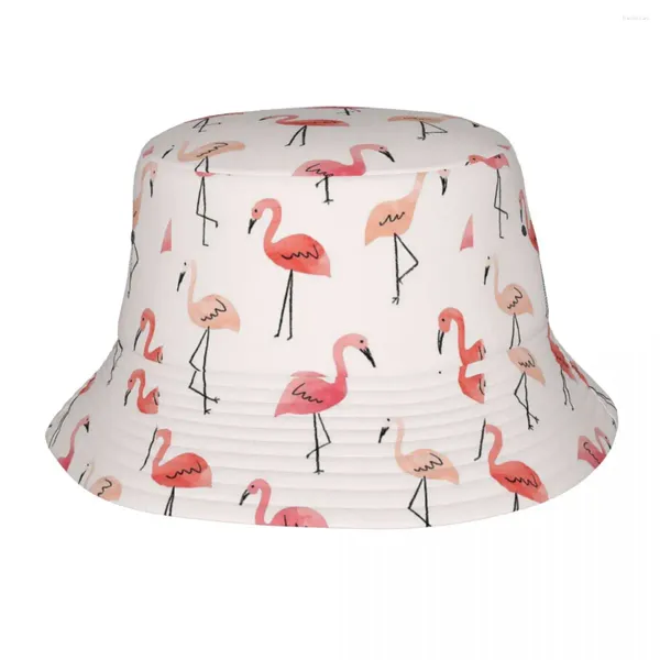 Bérets mignons Flamingo Cartoon Bucket Bucket Summer Beach Vacation Getaway Headwear Stuff Fishin Pisherman Outdoor Women Irish Hat