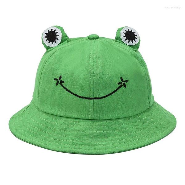 Bérets mignon grenouille seau chapeaux printemps été protection solaire chapeau belle bande dessinée vert extérieur décontracté