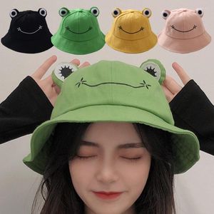 Bérets mignon grenouille yeux seau chapeau pour femmes été automne plaine soleil chapeaux dessin animé grenouille Panama casquette pêche en plein air crème solaire Bob casquettes