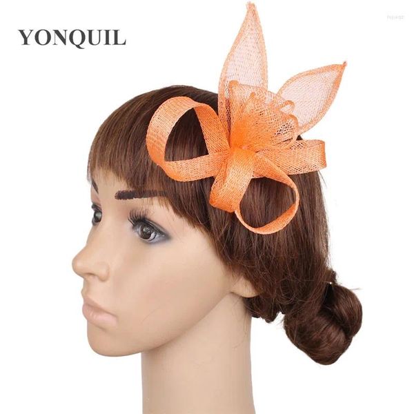 Boinas Lindas Girls Loop Cap Femenina de la boda Fascinadores Mujeres Elegantes Summer Hats Orange Race Cóctel Myq014