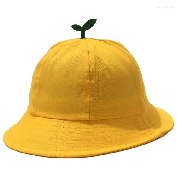 Bérets mignon vert pousses jaune bébé chapeaux large bord garçon fille seau chapeau coupe-vent enfants soleil en plein air enfants Bob casquettes de plage