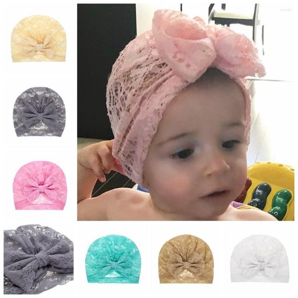 Boinas Lindo Lazo de encaje Gorros Bebé Anudado Bowknot Sombrero Niñas Nudo Turbante Sombreros