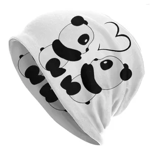 Boinas Lindo Panda Amor Bonnet Sombreros Sombrero de punto Fresco Oso al aire libre Animal Patrón Skullies Gorros Unisex Cálido Multifunción Tapas