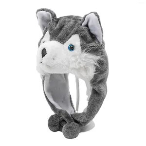 Baretten Schattige Pluche Dieren Winter Hoed Fancy Dress Halloween Kostuum Hoofddeksel Husky Muts Voor Po Prop Accessoires Unisex Kinderen Cosplay