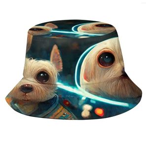 Boinas Cute Sci-Fi Dogs In Space Unisex Summer Outdoor Sunscreen Hat Cap Ai Creado Parody Universe Geek Nerdy Clever
