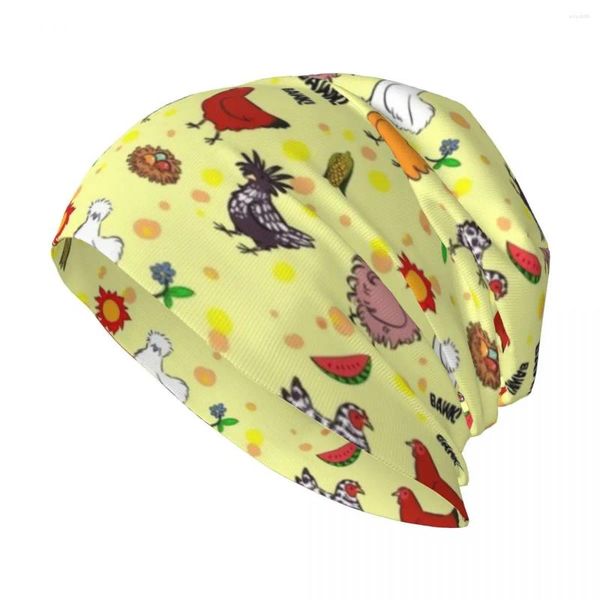 Bérets mignons poulets sans couture motif dessin animé tricot chapeau hip hop vintage hommes casquettes femmes