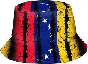 Bérets mignons Venezuela Flag Bucket Bucket drôle d'été unisexe imprimé vénézuélien pour femmes hommes