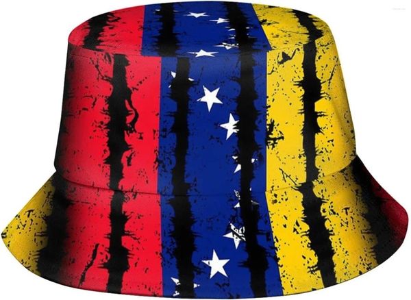 Bérets mignons Venezuela Flag Bucket Bucket drôle d'été unisexe imprimé vénézuélien pour femmes hommes