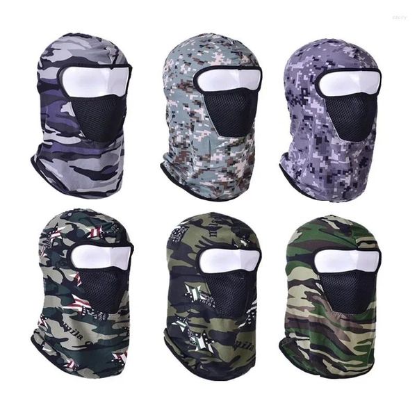 Bérets Cyclisme Masque Facial Été Extérieur Coupe-Vent Capuchon Avec Filtre Pleine Tête Couverture Protection Solaire Sport Chapeaux Cou Guêtre Militaire