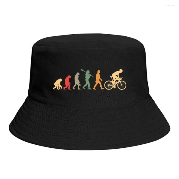 Bérets de cyclisme Vintage Evolution, chapeau seau pour femmes et hommes adolescents, chapeaux de pêcheur Bob pliables, casquette Panama, Streetwear