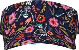 Bérets Dancing Skeletons Floral Jardin Imprimé Suncreen Visor Hats For Women Men Men Top Top Tennis Golf