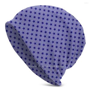 Bérets Motif Étoile Bleu Marine Foncé Sur Bonnets En Tricot Extensible Léger Automne Hiver Chapeaux Pour Homme Femme Enfant Ados