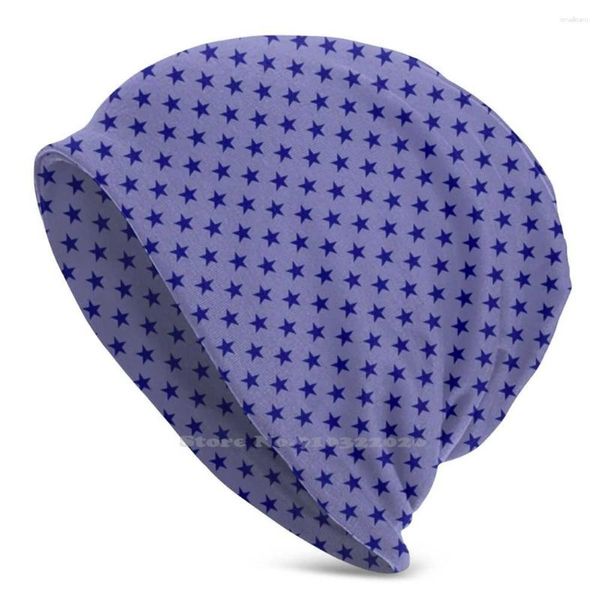 Boinas Patrón de estrella azul marino oscuro en gorros de punto elásticos ligeros Sombreros de otoño invierno para hombre Mujer Niño Adolescentes