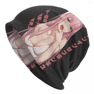 Beretten schat in de franxx nul twee beanie cap unisex winter warme motorkap femme femme hoed outdoor anime meisje schedels muts hoeden