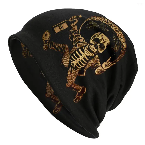 Bérets Jour des Morts Casquettes Automne Hiver En Plein Air Crâne De Sucre Skullies Bonnets Chapeaux Hommes Femmes Adulte Chaud Double Usage Bonnet Tricot