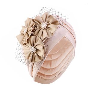 Bérets Délicat Turban Chapeau Femme Soie Wrap Vintage Fleur Wraps Tissu Extérieur Élégant