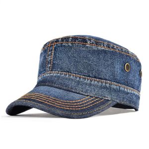 Bérets Denim armée casquette hommes coton lavé Baseball automne Design mode chapeau casque plat haut réglable visière à visière chapeauxbérets