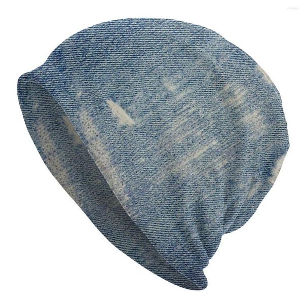 Bérets Denim Jeans Bonnet Chapeaux À Tricoter En Plein Air Skullies Bonnets Unisexe D'été Chaud Head Wrap Cap