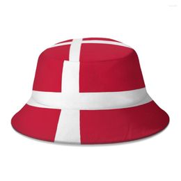 Bérets Danemark Drapeau National Seau Chapeau Pour Femmes Hommes Étudiants Pliable Bob Pêcheur ChapeauxPanama Cap Streetwear