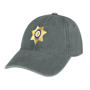 Bérets Badge Étoile Dorée du Shérif Adjoint Chapeau de Cowboy Camionneur Anniversaire Boule Sauvage Femme Visière de Plage Homme