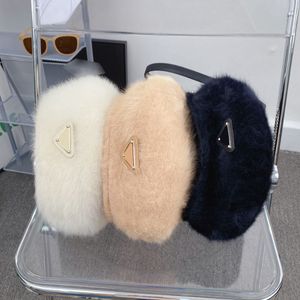 Bérets Bérets de créateur Chapeau en cachemire, Belle fashio Chapeau en poils de lapin en cachemire, Chapeau de mode Berry ashion Cheveux de vison tricoté motif de marque classique Béret kaki décontracté