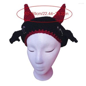 Bérets diable corne chapeau tricot bonnets fête petits crânes Halloween drôle Y2K