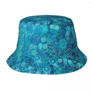 Bérets formes de vie diaphanes méduse unisexe seau chapeaux pour femmes hommes imprimé été voyage plage pêcheur casquette