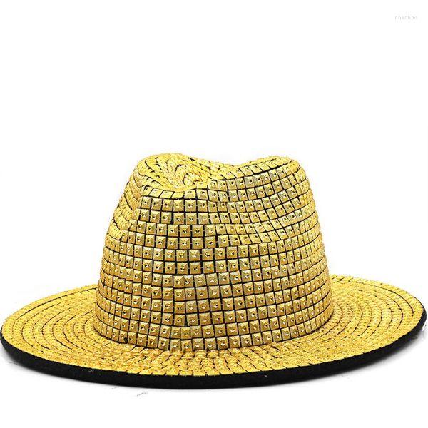 Boinas Bola de discoteca Sombrero de vaquero Sombreros de vaquera Se ven impresionantes en el sol Gorras con joyas de vidrio espejadas Acentos de malla Mujer