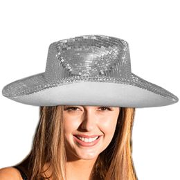 Baretten Disco ball Cowboy hoed handgemaakte Cowboy hoed Exquise overall vrouwen zonnehoed lichtgewicht draagbare zachte Cowboy hoed 230704