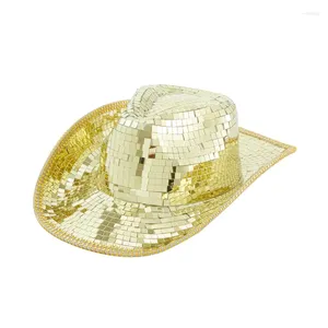 Bérets Disco Ball Cowboy Chapeau Paillettes Sparkle Cowgirl Costume De Fête De Mariage Cosplay Décoré