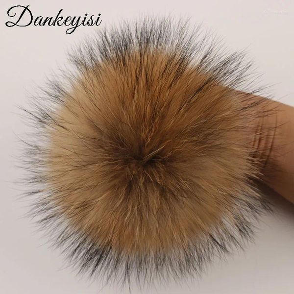 Bérets DIY grande taille 14cm 15cm, pompons en vraie fourrure de raton laveur, boule de vison pour chapeaux, sacs, chaussures, écharpe, accessoires