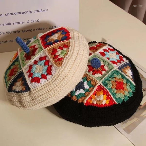 Bérets DIY Luxury Fashion Crochet Crochet Beret Boinas Chapeaux pour femmes Caps d'hiver femme vintage en chapeau pour dames