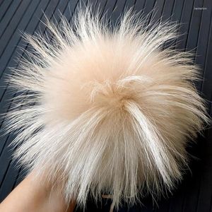 Bérets DIY Luxury Fur Pompom Raquette naturel Hatball Hat Ball Ball Pom Handmade Vraiment gros cheveux en gros avec Buckle
