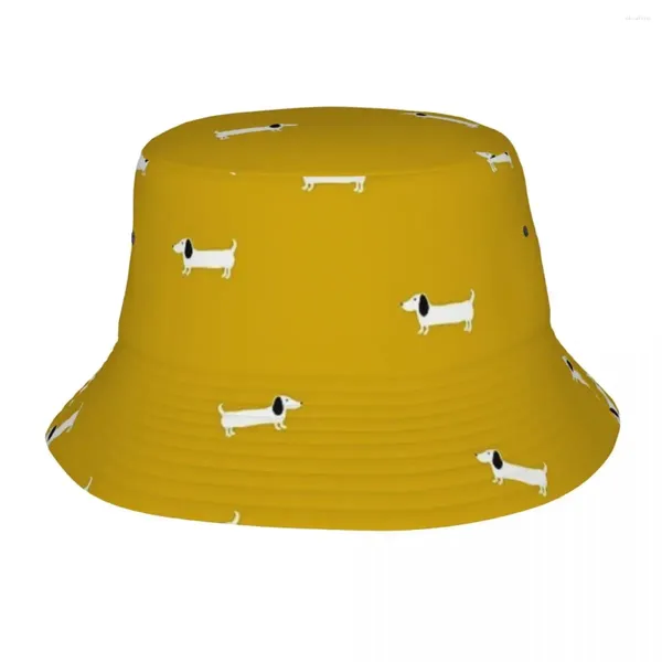 Boinas Dachshund Patrón de patrón Bucket Sombrero Panamá Niños Bob Pescador reversible al aire libre Para Capas Unisex de pesca de verano