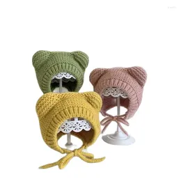 Bérets Doit Bébé Garçons Earflap Chapeau Bonnets Mignons Pour Enfants Acrylique Hiver Infantile Filles Bonnet En Plein Air Chaud Tricoté Enfants Bonnet